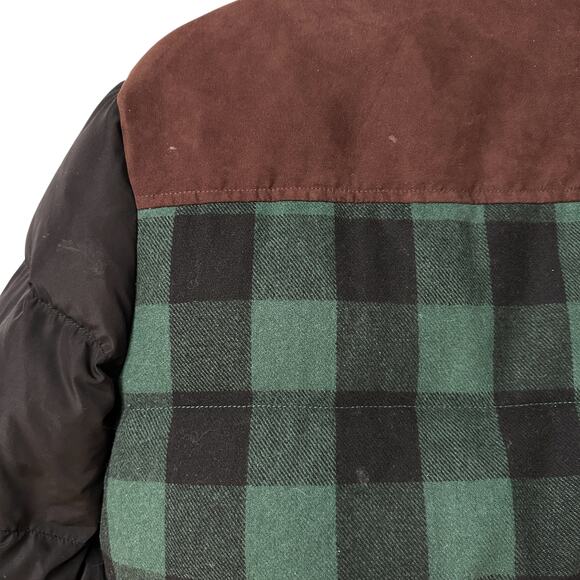 Tommy Hilfiger Coat Green Black Brown Buffalo Plaid Puffer Jacket Men's Large - Picture 7 of 11